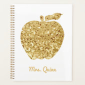 Teacher personnalisé Gold Faux Sequin Apple (Devant)