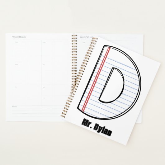 Teacher Planner – Notebook Paper Initial (Display)