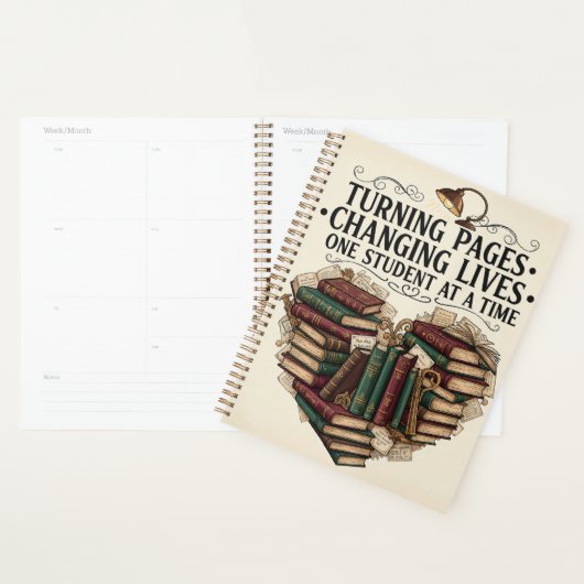 Teacher Planner | Turning Pages Book Heart (Devant avec enveloppe)