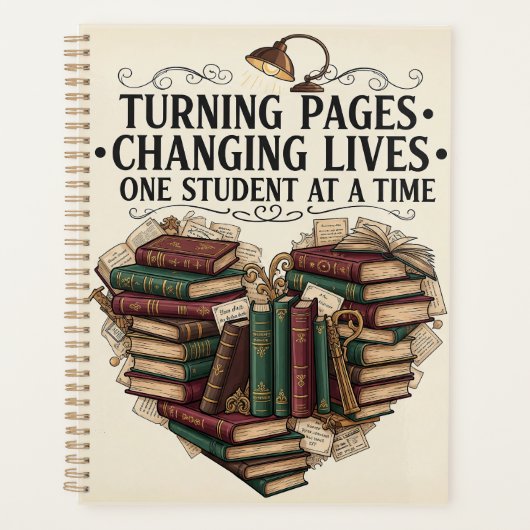 Teacher Planner | Turning Pages Book Heart (Devant)