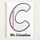 Teacher Planner with Notebook Paper Initial (Devant)