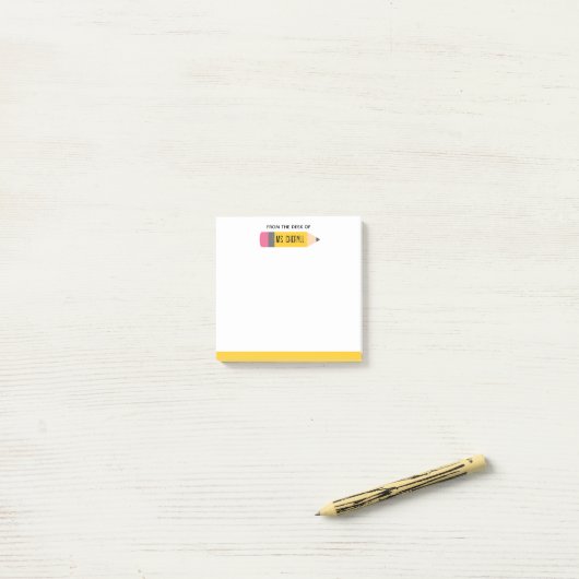 Teacher Post It Notes - Potlood gepersonaliseerd (Op bureau)