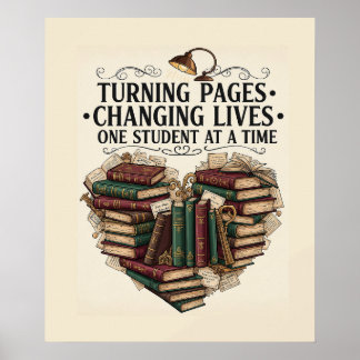 Teacher Poster | Turning Pages Book Heart Art