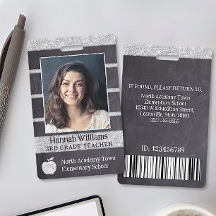 Teacher School Custom Employee Foto Logo Bar Code Badge