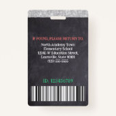 Teacher School Medewerker Custom Foto Logo Bar Cod Badge (Achterkant)