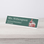 Teacher Schoolhouse Chalkboard Couleur Nom Plaque (Devant)
