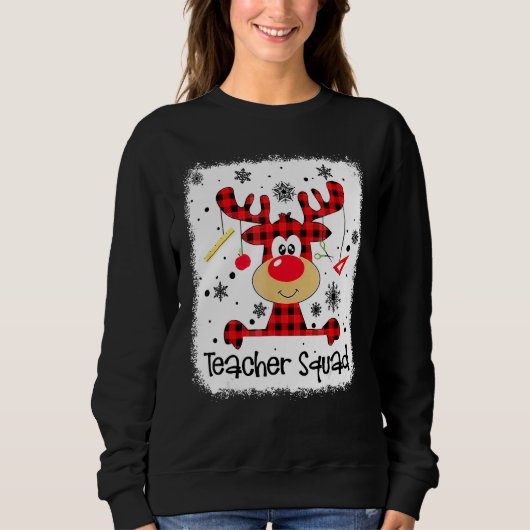 Teacher Squad Cute Red Plaid Reindeer Snow  Christ Trui (Voorkant)