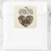 Teacher Sticker | Turning Pages Book Heart Quote (Tas)