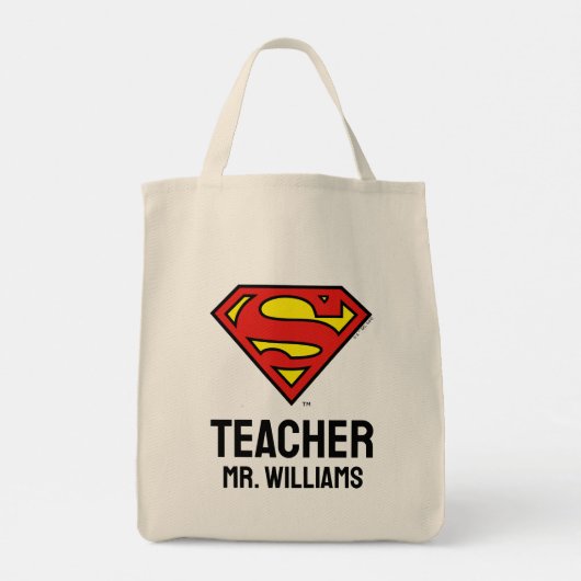 Teacher Superman S-Shield | Superman Logo Tote Bag (Achterkant)