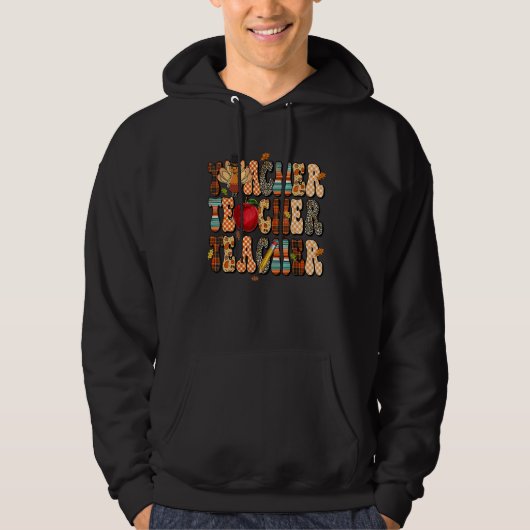 Teacher Thanksgiving Retro Fall Autumn Leopard App Hoodie (Voorkant)