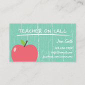 Teacher Tutor Rustic Green Wood Big Apple Visitekaartje (Voorkant)
