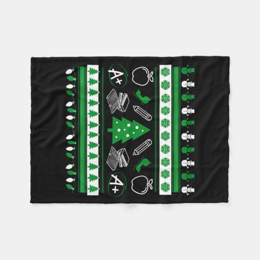 Teacher Ugly Christmas Sweater Instructor Elementa Fleece Deken (Voorkant (Horizontaal))