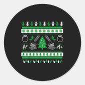 Teacher Ugly Christmas Sweater Instructor Elementa Ronde Sticker (Voorkant)