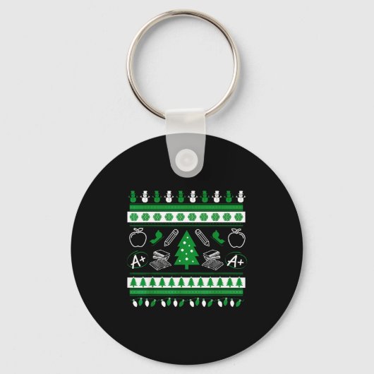 Teacher Ugly Christmas Sweater Instructor Elementa Sleutelhanger (Voorkant)