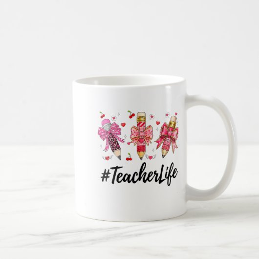 Teacher Valentine Coquette Bow Teacher Valentines  Koffiemok (Rechts)
