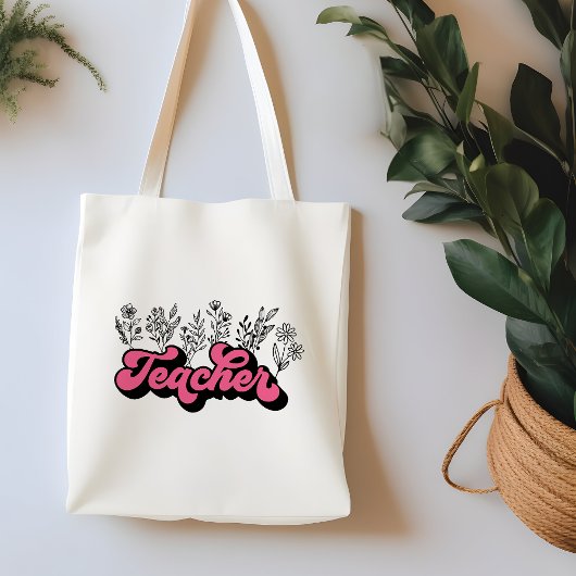 Teacher Wildflower Canvas tas