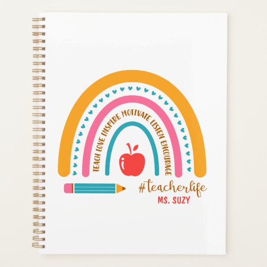 #Teacherlife Rainbow Personalized Teacher's Planner (Voorkant)