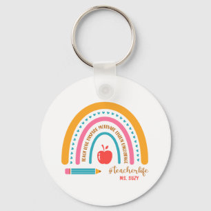 #Teacherlife Rainbow Specialized Teacher's Name Sleutelhanger