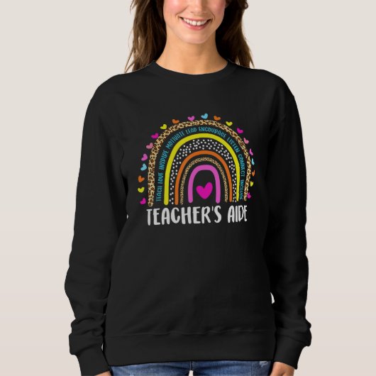 Teacher's Aide Boho Leopard Rainbow back to school Trui (Voorkant)