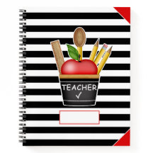 Teacher's Apple Cupcake Stripes Groot Notitieboek