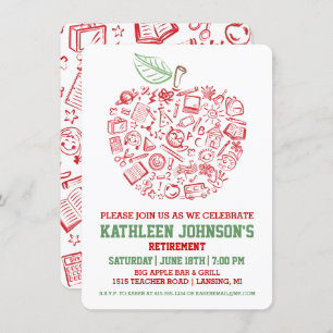 Teachers Apple Retirement Party Invitation Kaart
