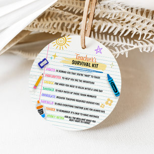 Teacher's Survival Kit Terug naar school Bedankjes Labels