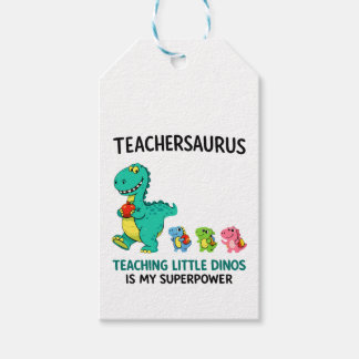 Teachersaurus leraarshumor met kleine dinosauriërs cadeaulabel