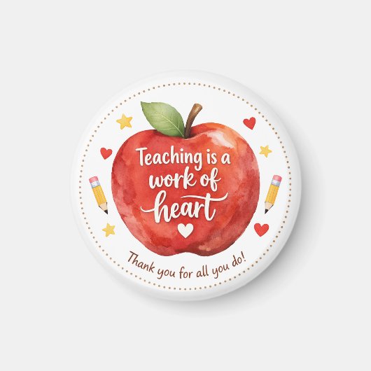 Teaching Is a Work of Heart Teacher Magnet Magneet (Voorkant)