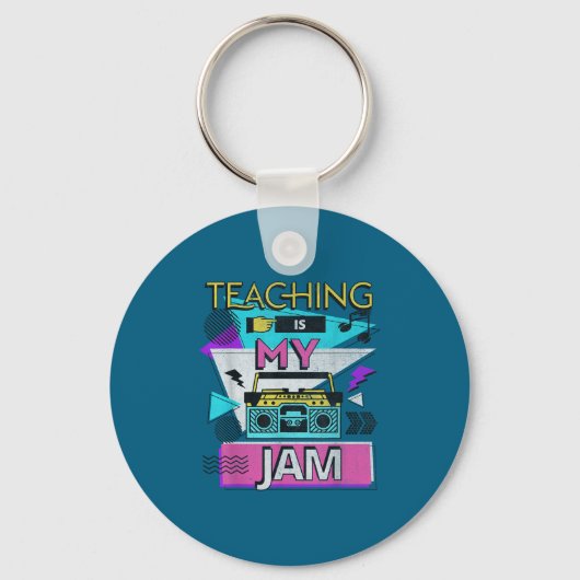 Teaching Is My Jam Funny Retro Teacher Back To Sch Sleutelhanger (Voorkant)