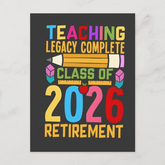 Teaching Legacy Complete Class of 2026 Retirement  Briefkaart (Voorkant)
