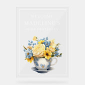 Teacup bleu Dusty Fleurs jaunes (Recto)