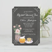 Teacup Chalkboard Elegant Bridal Shower Invitation (Debout devant)
