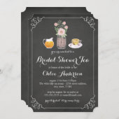 Teacup Chalkboard Vrijgezellenfeest Tea Party Invi Kaart (Voorkant / Achterkant)