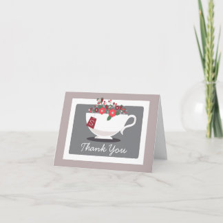 Teacup Coral Floral Carte de remerciements