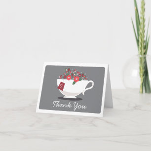 Teacup Coral Floral Carte de remerciements