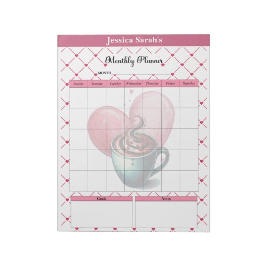 Teacup Cuties _ Maandelijkse Planner Notitieblok (Gedraaid)
