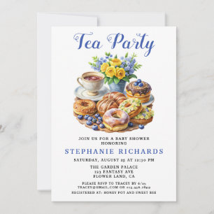 Teacup Donut Floral Tea Party Baby shower Kaart