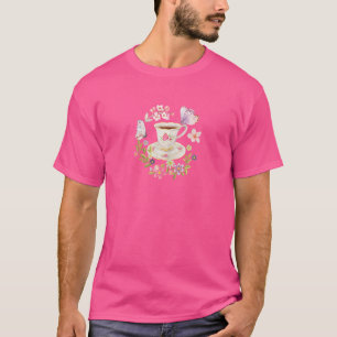 Teacup en bloemen en botervliegen t-shirt