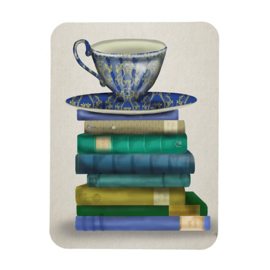 Teacup en Boeken 3 Magneet (Verticaal)