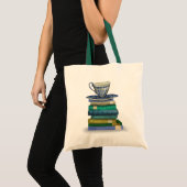 Teacup en Boeken 3 Tote Bag (Voorkant (product))