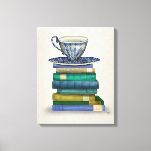 Teacup en Boeken Canvas Afdruk (Voorkant)