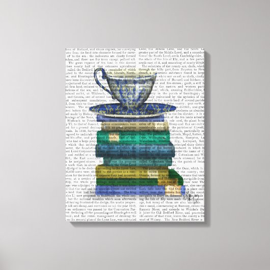 Teacup en Boeken Canvas Afdruk (Voorkant)