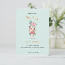 Teacup Floral Baby shower Tea Party Invitation