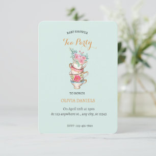 Teacup Floral Baby shower Tea Party Invitation