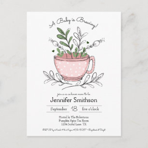 Teacup Floral Handgemaakte Tea Party Baby shower Briefkaart