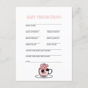 Teacup & Flowers Baby shower Baby Prediction Game Aankondigingskaart