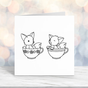 Teacup Foxes - Baby Animals in een Cup Zelfinktende Stempel