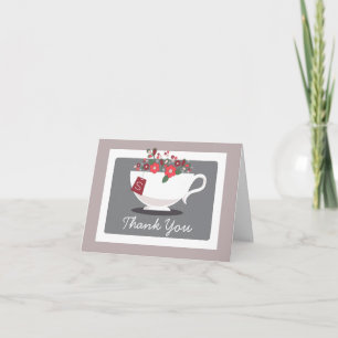 Teacup Koraal Bloemen Dank u kaart
