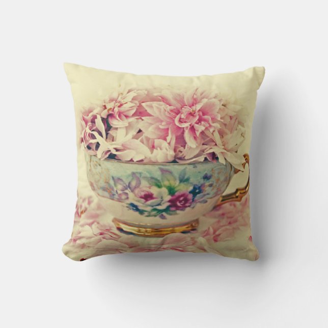  Teacup of Flowers Kussen (Voorkant)
