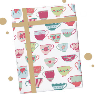 Teacup Patroon Cadeaupapier